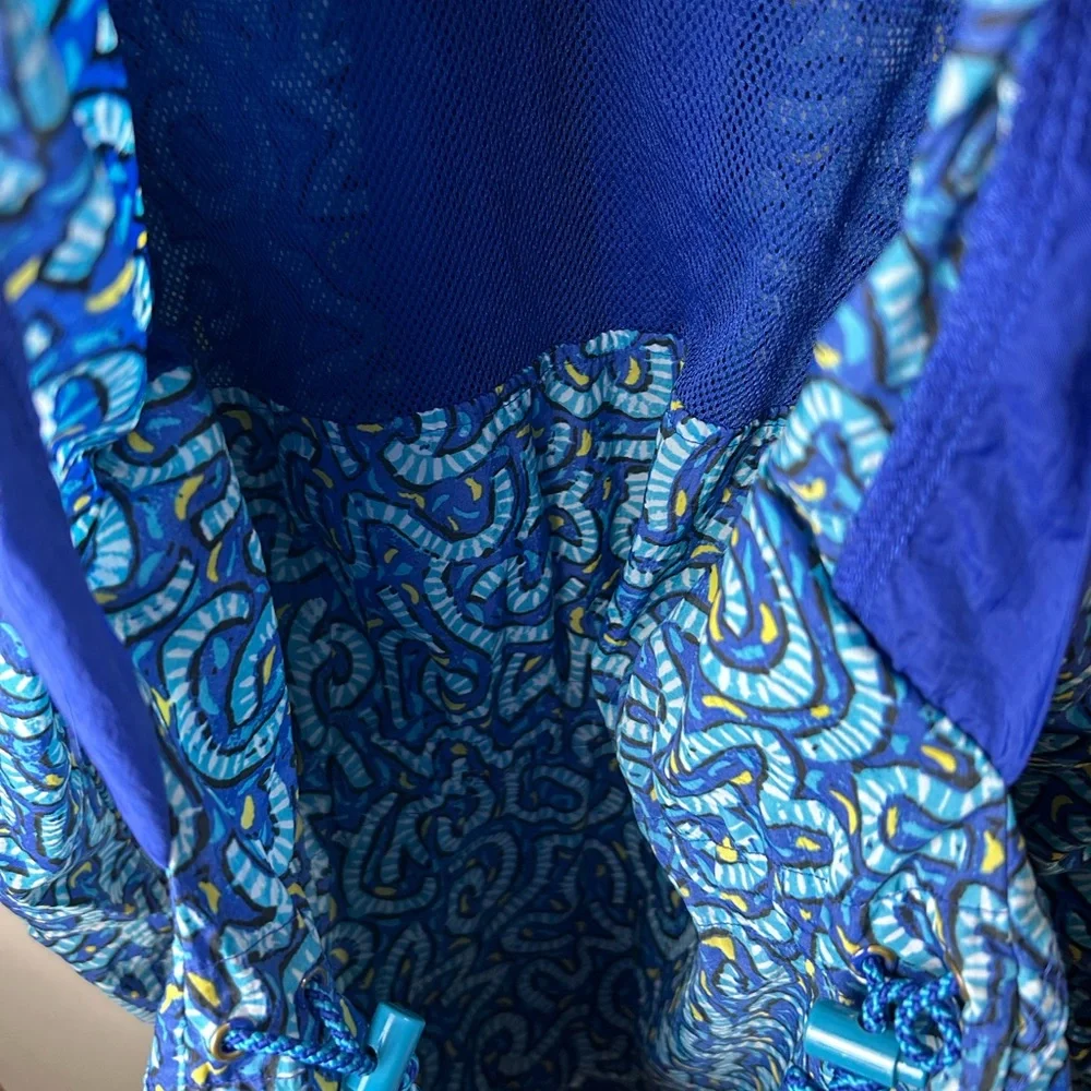 Nike Windbreaker Jacket Women’s‎ S Blue Zip Front Graphic Print Hooded VTG 90s